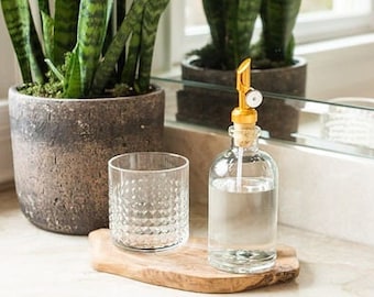 Small Self Pour Spout Apothecary Recycled Glass Dispenser - Gold