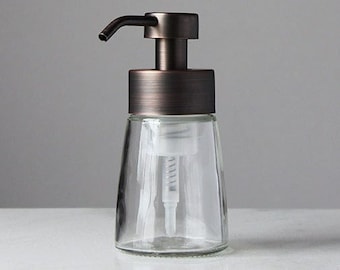 Small Glass Foaming Soap Dispenser with Bronze Metal Pump