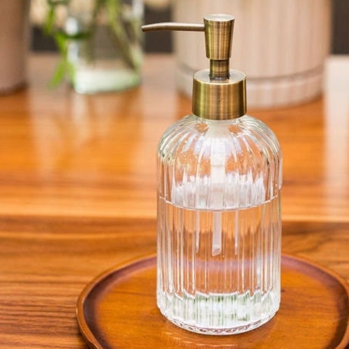 Soap Dispensers Fluted Glass Vintage Nouveau Soap Dispenser Etsy