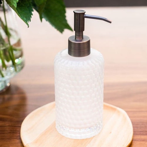 Raindrop Glass Soap Dispenser Etsy