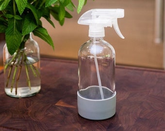 Clear Glass Spray Bottles with Silicone Base | Perfect for DIY Natural Cleaners