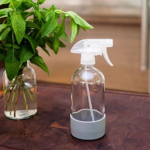 Clear Glass Spray Bottles with Silicone Base | Perfect for DIY Natural Cleaners