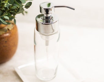 FOAMING SOAP Chrome | Large Glass Foaming Soap Dispenser with Chrome Metal Pump