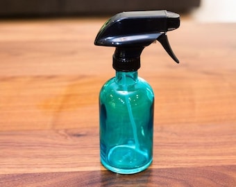 Beach Blue Glass Spray Bottle with Black Spray Nozzle