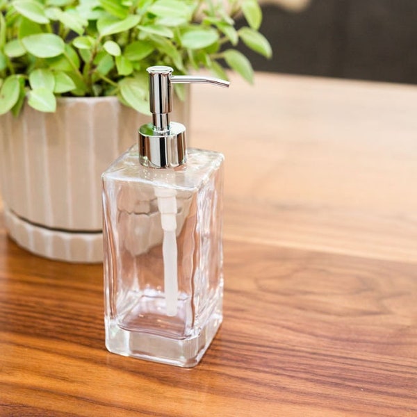 Sink Soap Dispenser | Casa Glass Soap Dispenser with Metal Pump (your choice of finishes)