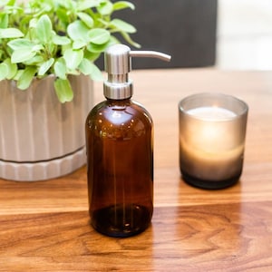 Soap Dispenser Amber Market Glass Apothecary Style Soap Dispenser image 3