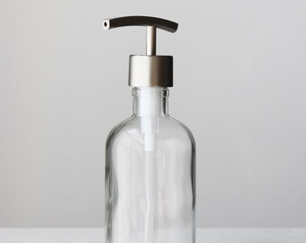Soap Dispenser | Small Clear Recycled Glass Soap Dispenser w/ Metal Pump