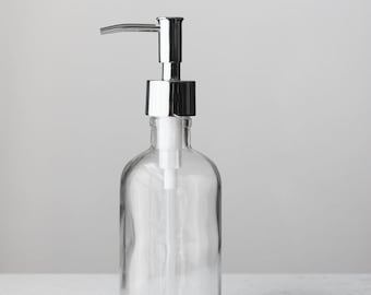 Soap Dispenser | Small Clear Recycled Glass Soap Dispenser w/ Metal Pump