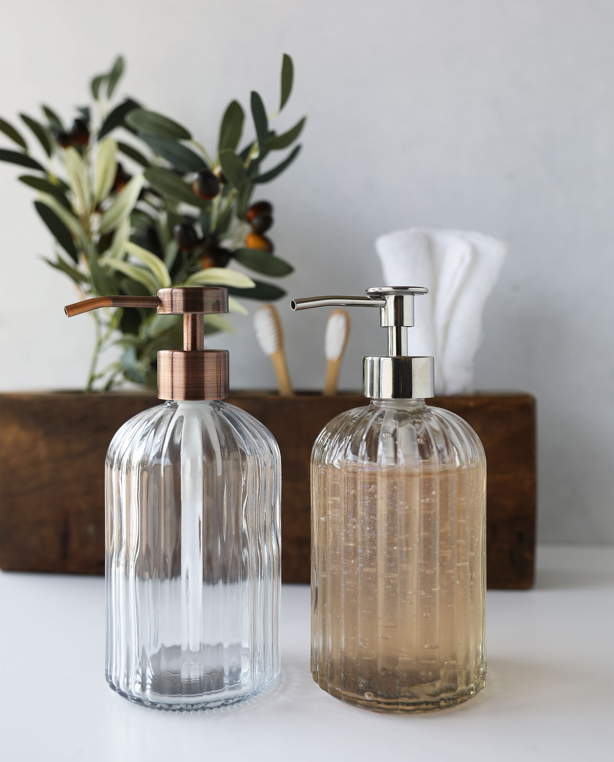 Soap Dispensers Fluted Glass Vintage Nouveau Soap Dispenser Etsy