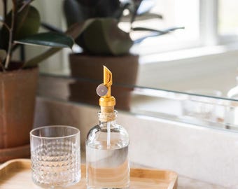 Small Self Pour Spout Apothecary Recycled Glass Dispenser - Gold
