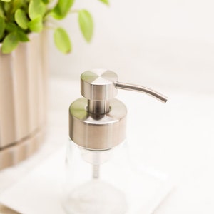 Small Glass Foaming Soap Dispenser with Stainless Metal Pump image 3