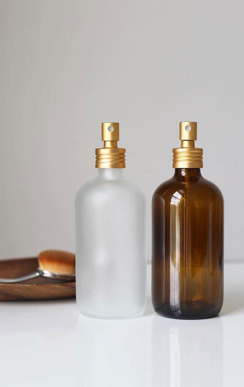 8oz Small Glass Spray Bottle With Gold Aluminum Mist Sprayer Etsy