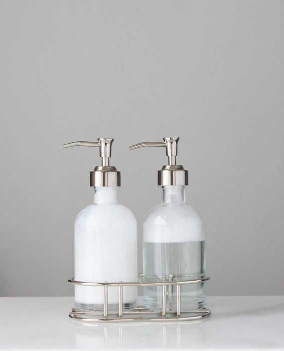 silver soap dispenser ceramic