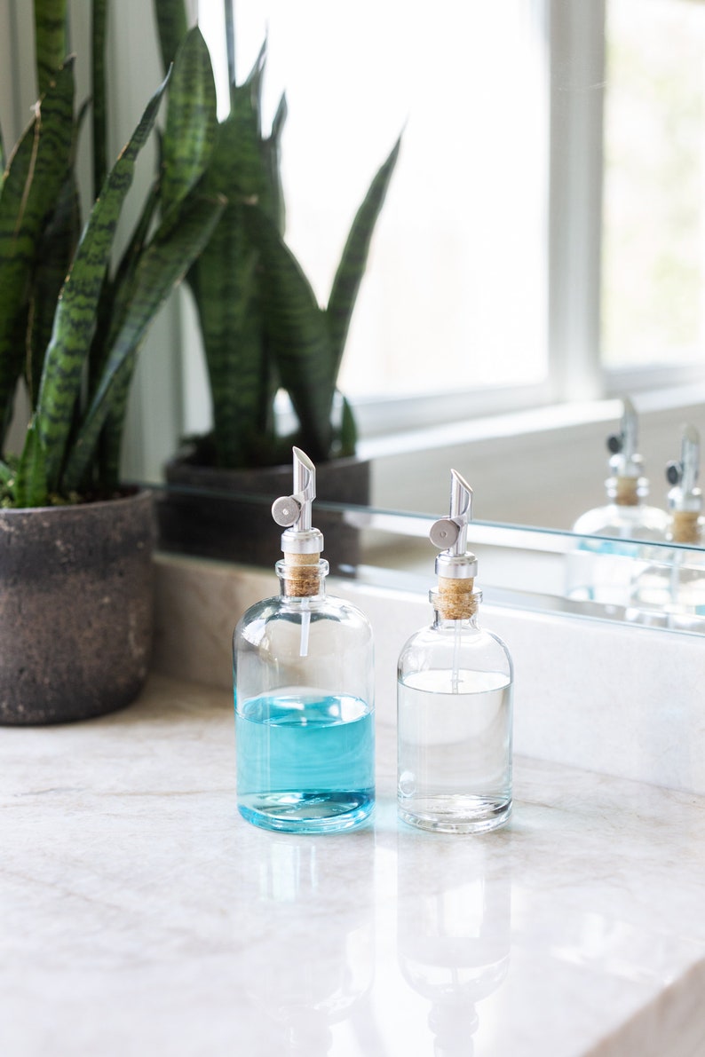 Mouthwash Dispenser | Self Pour Spout Apothecary Glass Dispenser image 7