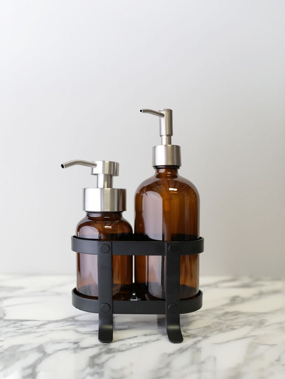 Rail19 Clear Dish Soap Dispenser Set Laurel Hands Dishes Soap Hand Soap Dispenser Set Perfect for The Kitchen Sink