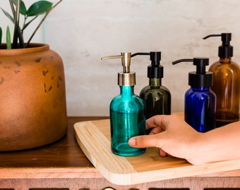 Beach Blue Glass Lotion Soap Dispenser with Metal Pump
