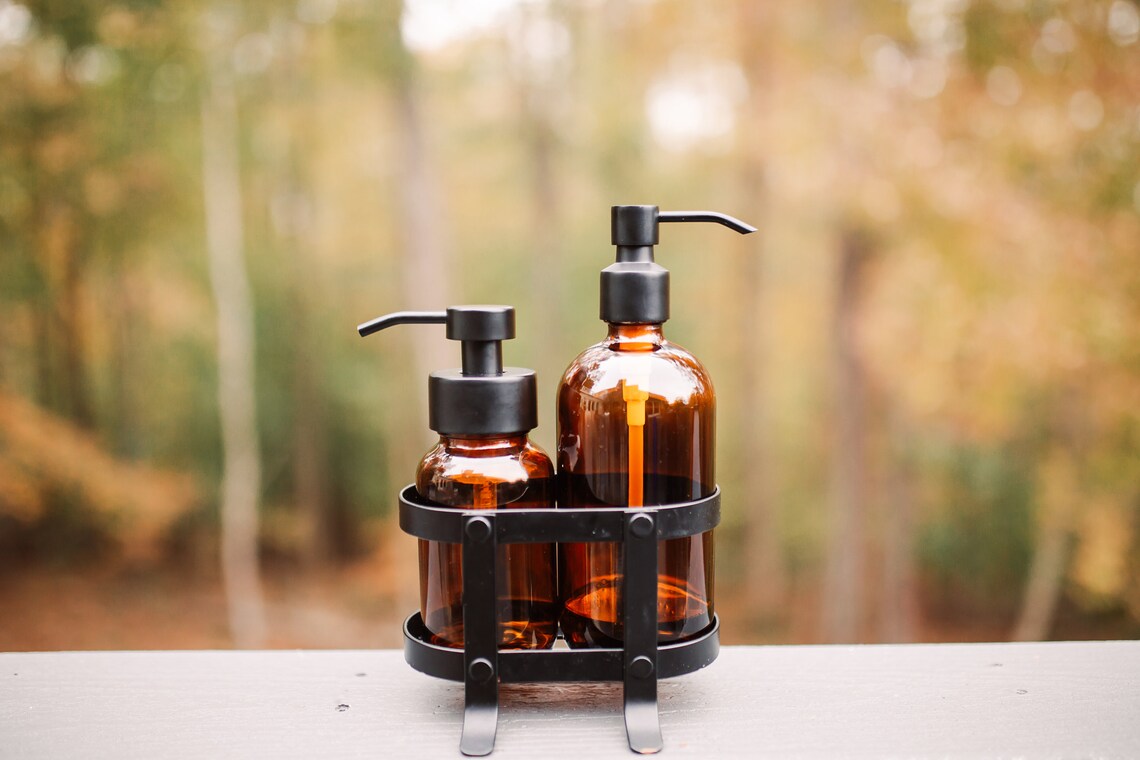 Foaming Soap Nonfoaming Soap Dispenser Set With Black Caddy Etsy