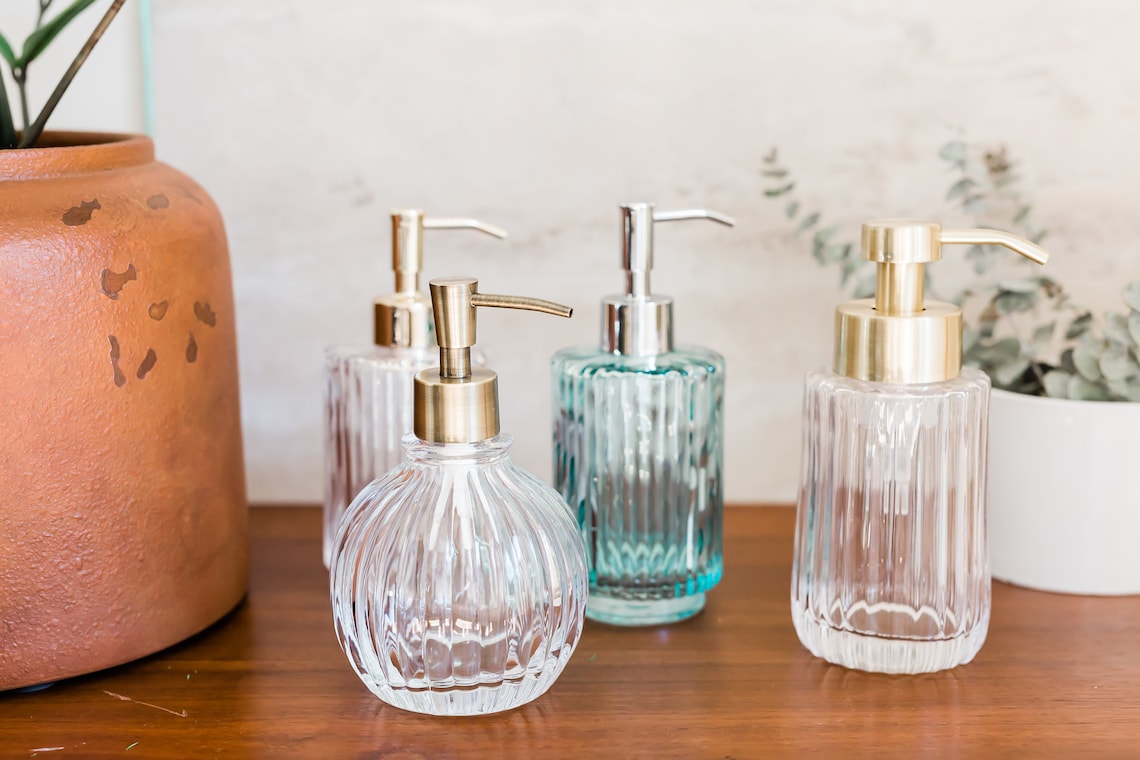 Flora Fluted Foaming Glass Soap Dispenser Etsy
