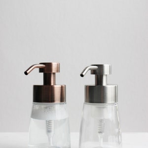 Small Glass Foaming Soap Dispenser with Stainless Metal Pump image 5