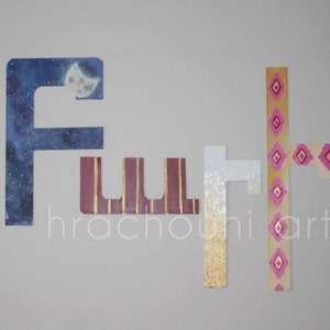 Arte armenio, letras personalizadas, guardería infantil, regalo armenio, pintura de granada pintada a mano, obra de arte, alfabeto en idioma extranjero