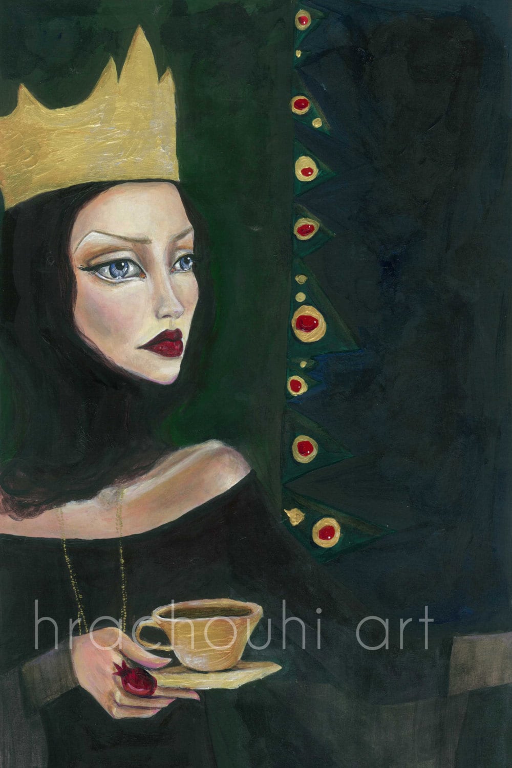 Tea Queen Print Fairytale Art Queen Illustration Queen Etsy