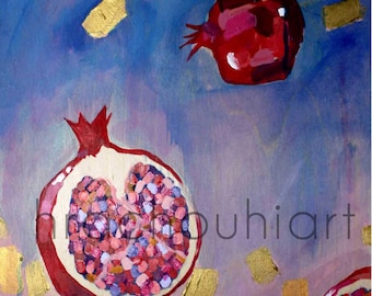 Pomegranate Painting Print, armenian art, abstract pomegranate, deep red, pomegranate artwork, pomegranate print, symbolic fertility