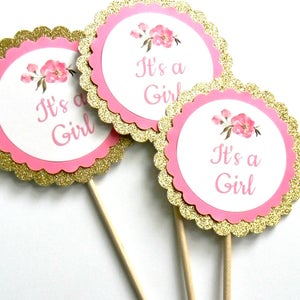 6 Es ist ein Mädchen Pfingstrosen Mittelstücke, Babyparty, Baby Mädchen, rosa Pfingstrosen, Blumen, April Duschen, Mittelsticks, Tischdekoration, Geburtstag