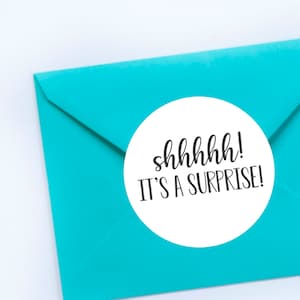 Shh Überraschungsaufkleber, Geburtstagsgeschenke, erster Geburtstag, Überraschungsparty, Gastgeschenke, Tags, Jahrestag, Geburtstagsaufkleber