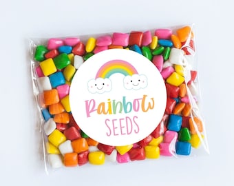 Pastel Rainbow Seeds Stickers, Rainbow Birthday, Rainbow Theme, Colorful Stickers, Rainbow Favors, First Birthday, Rainbow Party, Tags, Seed