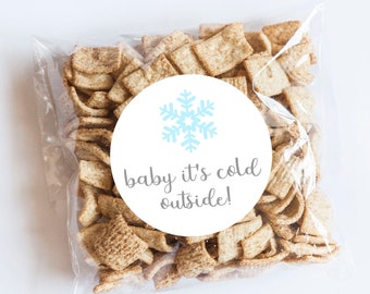 Blauwe baby het is koud buiten, sneeuwvloksticker, winterstickers, winterverjaardag, eerste verjaardag, babyshower, decemberverjaardag, jongensdouche