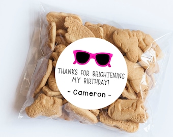 Adesivi per occhiali da sole, Compleanno luminoso, Occhiali da sole, Compleanno estivo, Etichette per occhiali da sole, Occhiali da sole rosa, Etichette per feste, Compleanno di una ragazza
