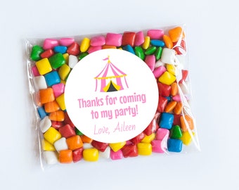 Pink Circus Tent Stickers, First Birthday, Circus Theme, Circus Stickers, Tent Labels, Circus Birthday, Baby Shower, Birthday Stickers