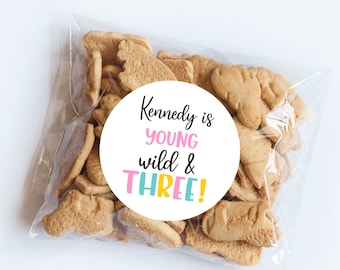 Young Wild Three Stickers, Wild Theme, 3rd Birthday, Wild Birthday, Animal Party, Party Animals, Thank You Label, Animal Tag, Jungle