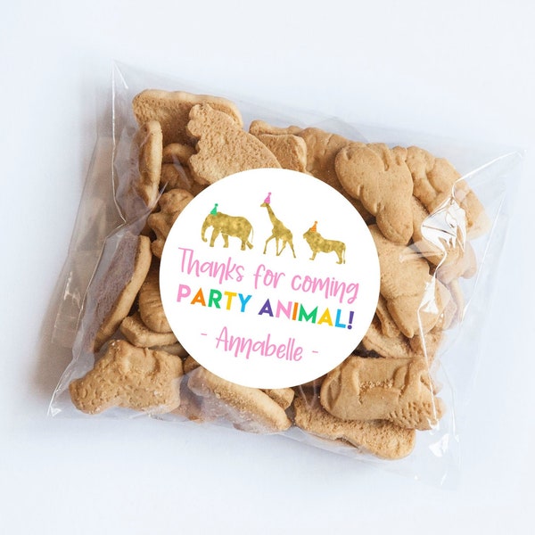 Party Animal Gold Stickers, Wild One, Safari Animals Theme, Wild One Party, Party Animal, Zoo Animal Tag, Party Favors, Wild Animals