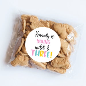 Young Wild Three Stickers, Wild Theme, 3rd Birthday, Wild Birthday, Animal Party, Party Animals, Thank You Label, Animal Tag, Jungle