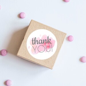 Pegatinas De Agradecimiento En Acuarela, Manchas De Acuarela, Manchas De Color Rosa, Baby Shower, Primer Cumpleaños, Sellos De Sobres, Revelación De Género, Etiquetas De Acuarela