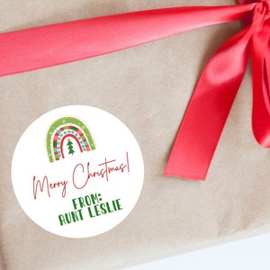 Kerstregenboogstickers, kerstlabels, geschenkverpakking, gunstlabels, kerstlabels, cadeautjes, vakantielabel, kerstfeest, kindersticker