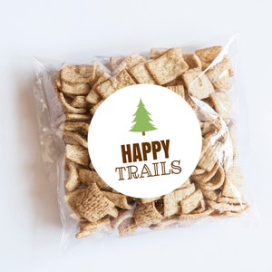Adesivos de árvores Happy Trails, S'more Fun, Trail Mix, Tema de acampamento, Primeiro aniversário, Etiquetas de acampamento, Favores, Adesivos de aniversário, Ao ar livre