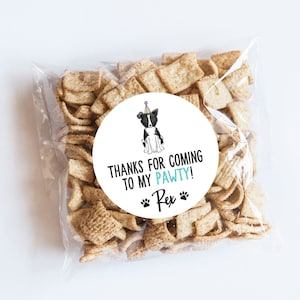 Dog Party Hat Birthday Stickers, Puppy Birthday, Dog Theme, Dog Party, Dog Favors, First Birthday, Dog Pawty, Thank You, Dog Birthday