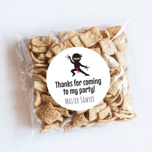 Ninja Rode Stickers, Ninja Verjaardag, Ninja Thema, Master Ninja, Jongensverjaardag, Bedankt voor je komst, Gepersonaliseerde Labels, Ninja Party, Krijger
