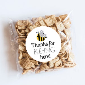 Thanks for Bee-ing Here Stickers, Bumble Bee, Baby Shower, Labels, Honey Jar Labels, Bee Labels, Envelope Seals, Bee Favors, Tags