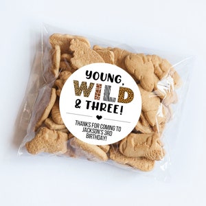 Young Wild & THREE Animal Print Jungle Stickers, Safari Thema, Safari Dieren Thema, Wild One Party, Feestbeest, Dierentuindier, Feestartikelen