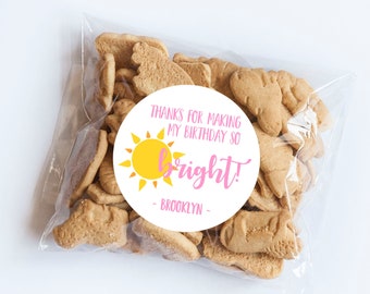 Sun Birthday Stickers, Sunshine Birthday Tags, Happy Birthday Stickers, Thanks for Coming, So Bright, Summer Labels, Sun Theme, Favors