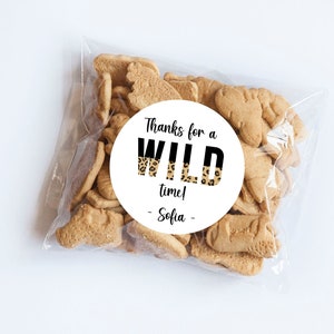 Pegatinas de leopardo salvaje, tema de safari, tema de animales de safari, fiesta salvaje, animal de fiesta, etiqueta de animal del zoológico, regalos de fiesta, animales salvajes