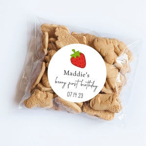 Pegatinas de primer cumpleaños con frutos rojos, muchas gracias, cumpleaños con frutos rojos, pegatinas de agradecimiento, pegatinas de picnic, etiquetas para baby shower, fresa