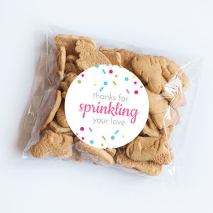 Pink Baby Sprinkle Stickers, Sprinkle Labels, Pop Labels, Bottle Labels, Baby Shower Labels, Goodie Bag Labels, Baby Shower Favors, Tags