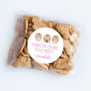 Pegatinas de cumpleaños de erizo, pegatinas de agradecimiento, primer cumpleaños, cumpleaños del bosque, baby shower, favores de erizo, etiquetas, etiquetas de erizo, rosa