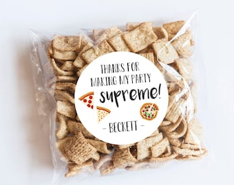 Pizza Party Stickers, Pizza Theme, Goodie Bags, Gift Tags, Pizza Party, Party Decor, Thank You, Pizza Labels, Birthday, Baby Shower