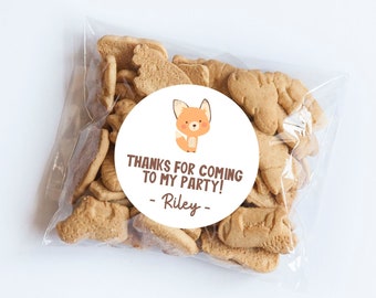 Fox Stickers, Fox Birthday, Birthday Labels, Fox Favors, First Birthday, Woodland Theme, Baby Shower Labels, Thank You Labels, Fox Party