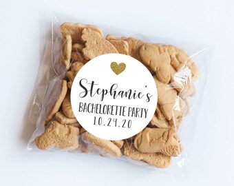 Bachelorette Party Stickers, Gold Heart Labels, Bridal Shower Labels, Goodie Bag Labels, Bachelorette Party, Personalized Stickers, Gold